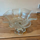 Footed bowl / Vintage frosted moulded glass compote – Corolla shape