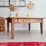 Low wooden farm table and drawer