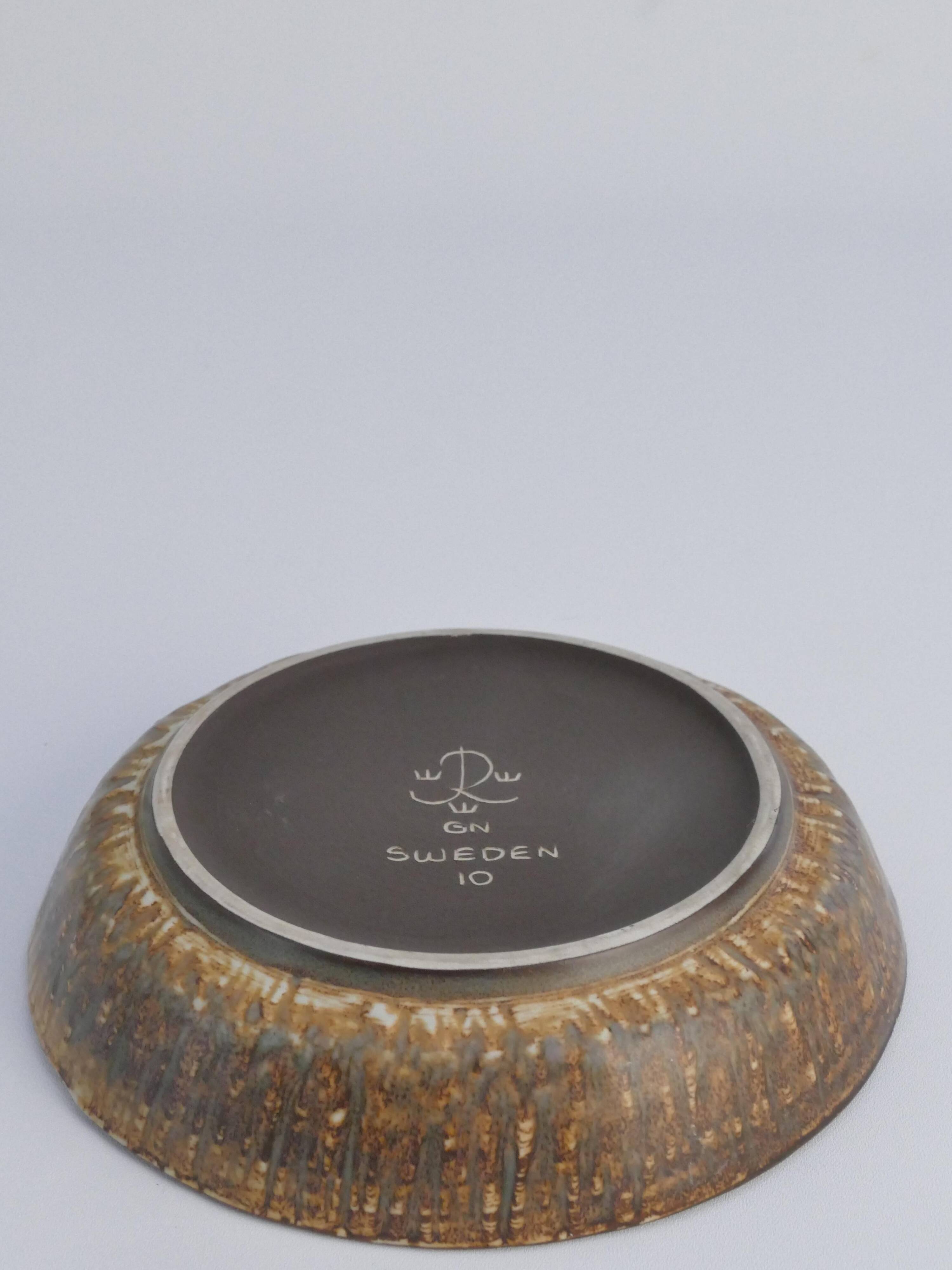 Mid-Century Modern Brown Stoneware Rubus Bowl by Gunnar Nylund for Rörstrand