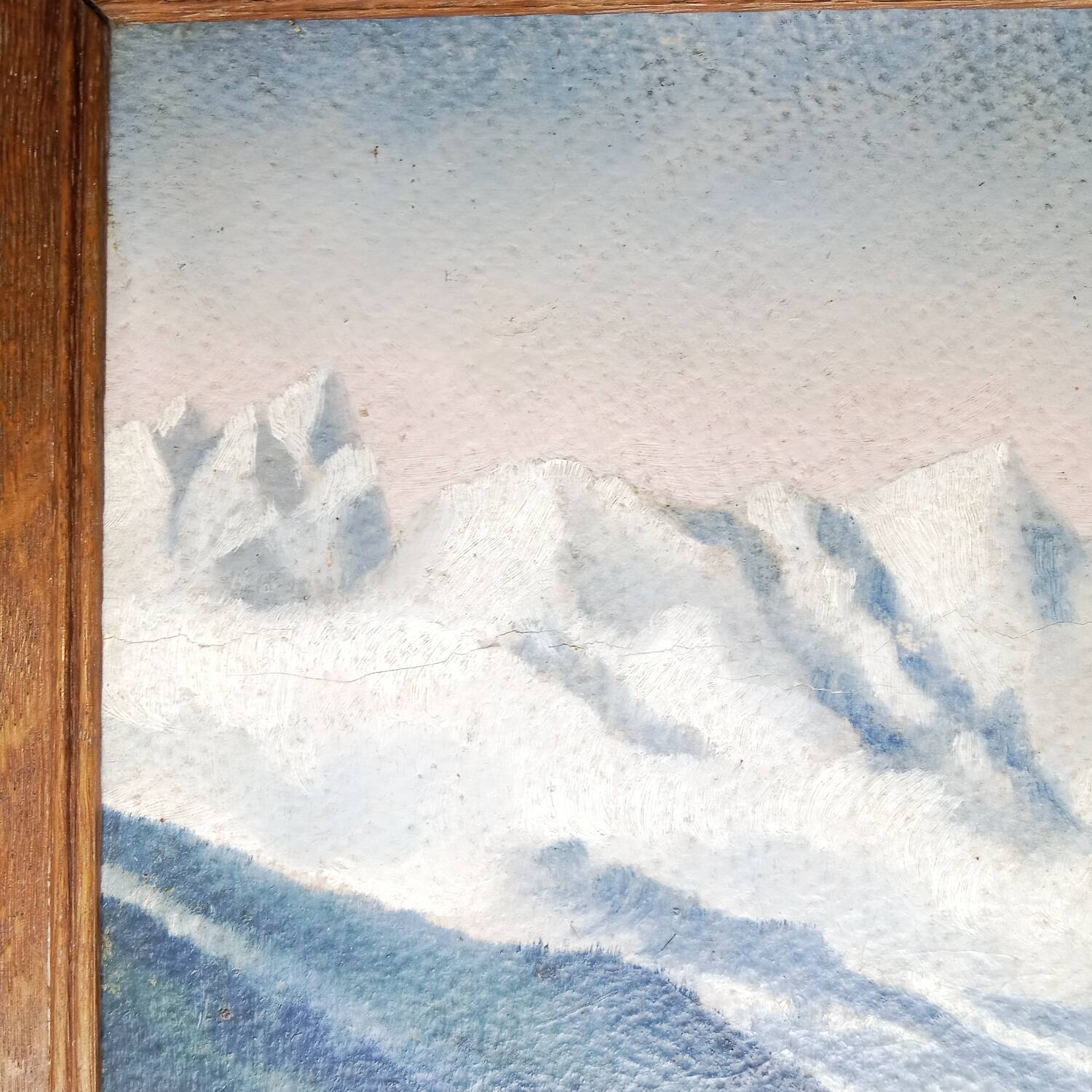 Mountain Landscape Painting from 1946 signed Frame