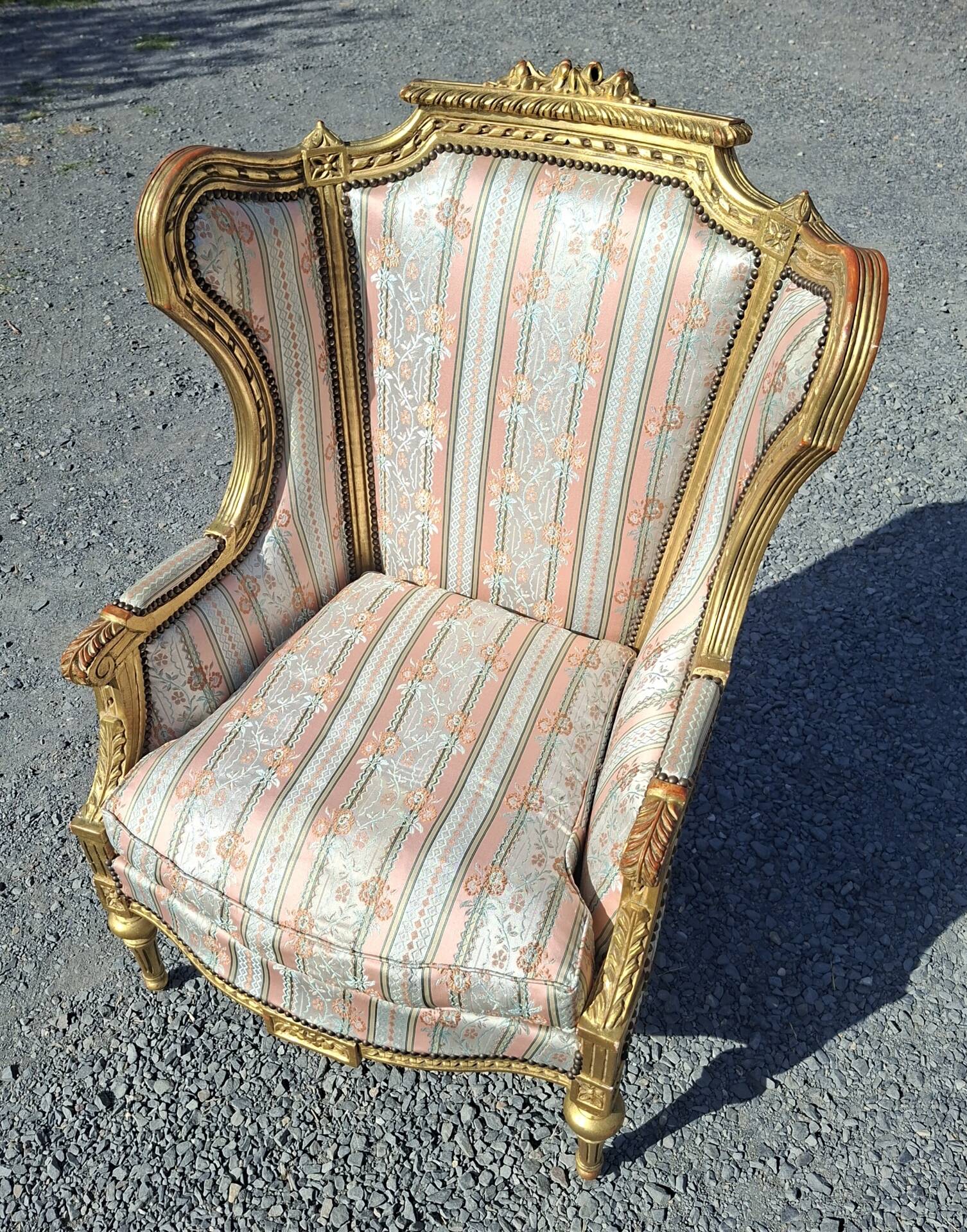 Louis XVI style wingback Bergère armchair