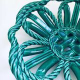 Mid-century Modern Art Ceramics Green Braided Woven Bowl by Vallauris, 1950s
