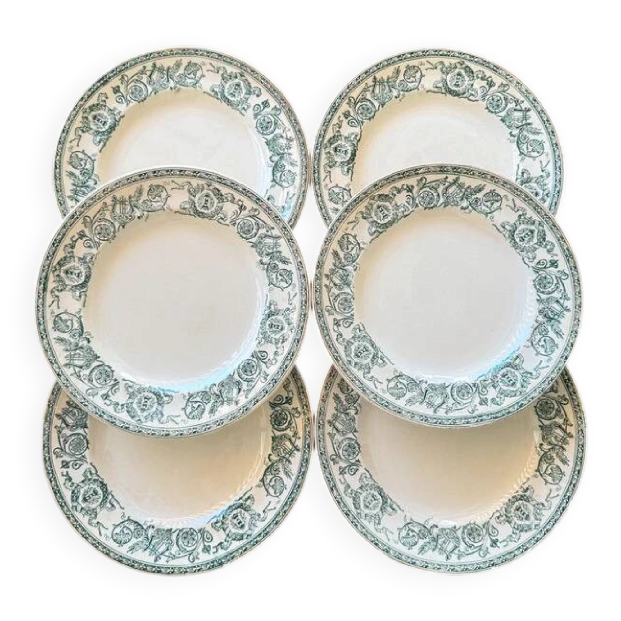 Set of 6 antique Longwy "Talma" flat plates in ironstone - 20th century
