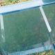 Table d’appoint vintage en plexiglas bleu et acier – Marc Berthier pour Prisunic