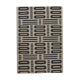 Bold Geometric Kilim Contemporary Grey Cream Wool Area Rug- 177x225cm