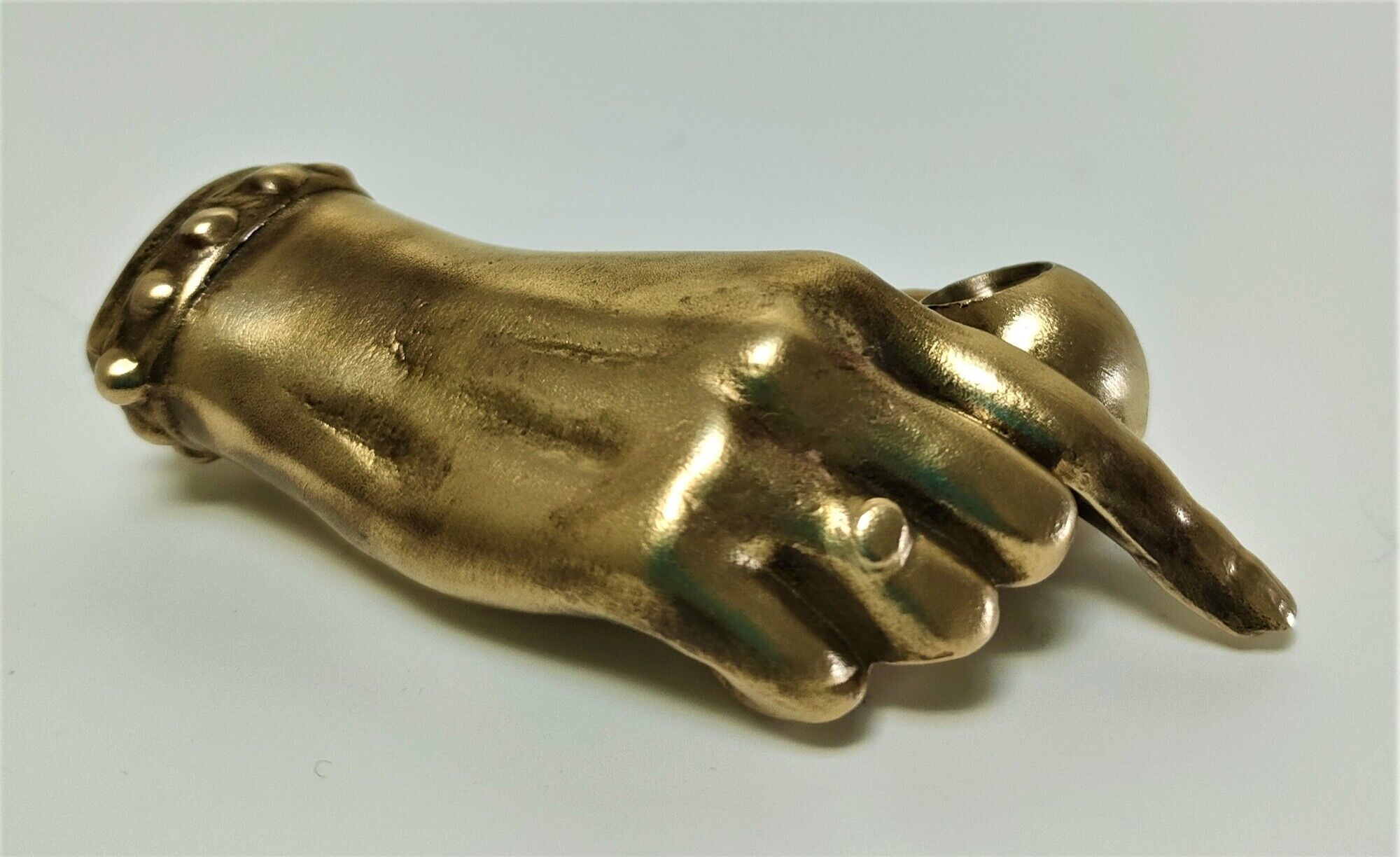 hand bronze art paperweight pen holder early XXth