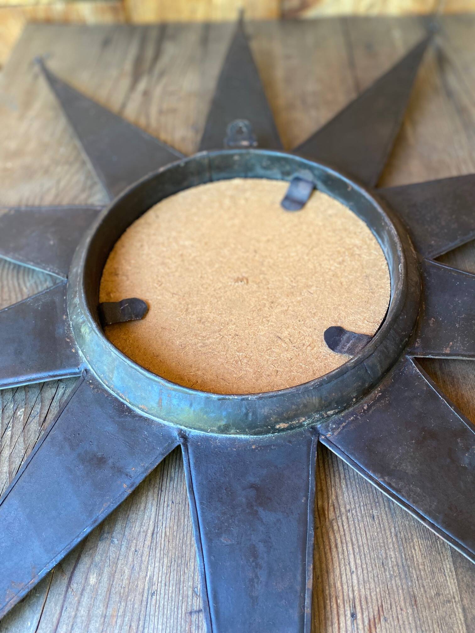Antique metal sun mirror 70x70cm
