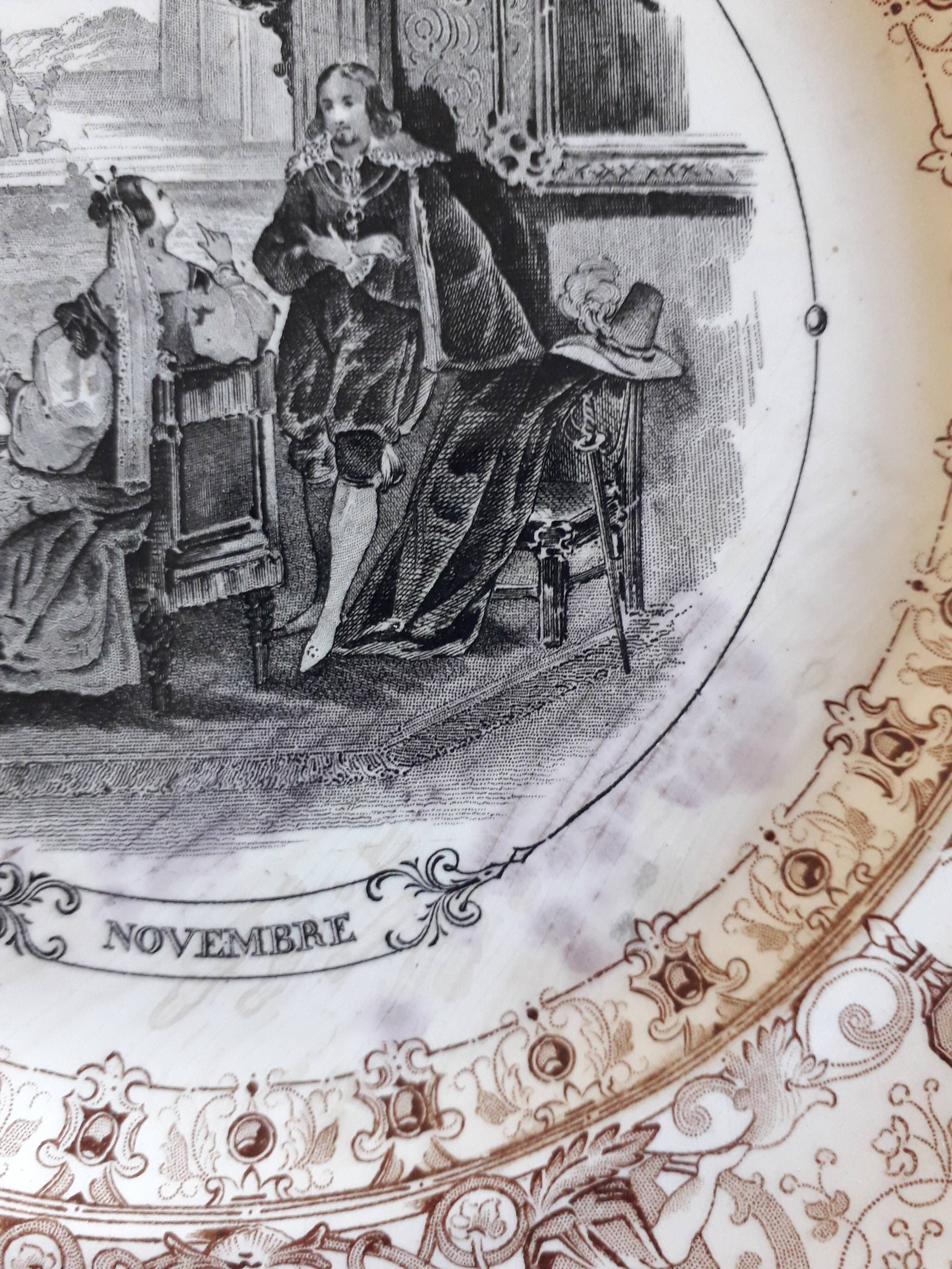 Set of 12 plates in Sarreguemines earthenware - decoration 12 months of the year