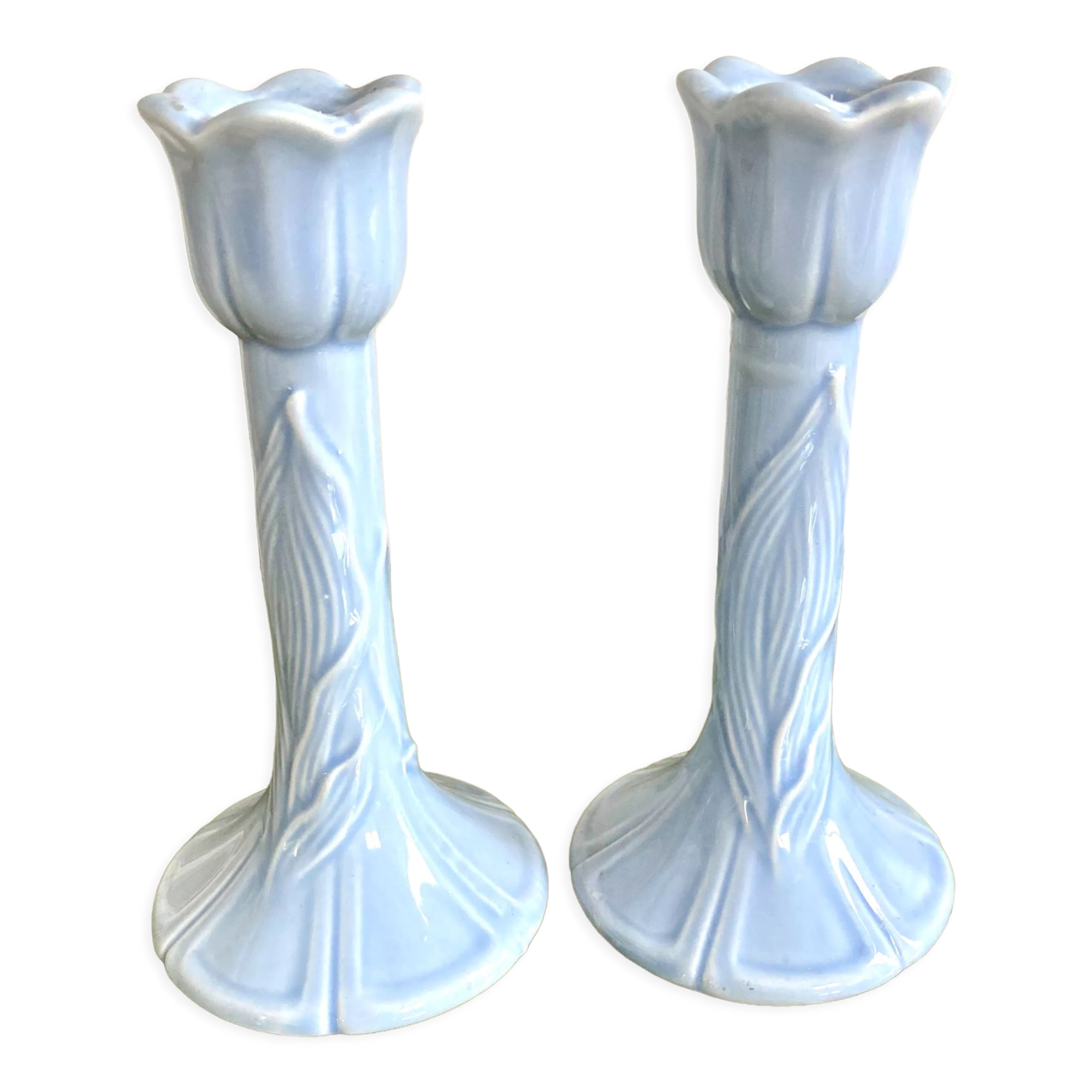 Pair of tulip candlesticks