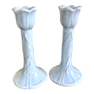 Pair of tulip candlesticks
