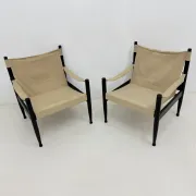 Set of mid-century Danish safari chairs by Erik Wørts for Niels Eilersen, 1960s
