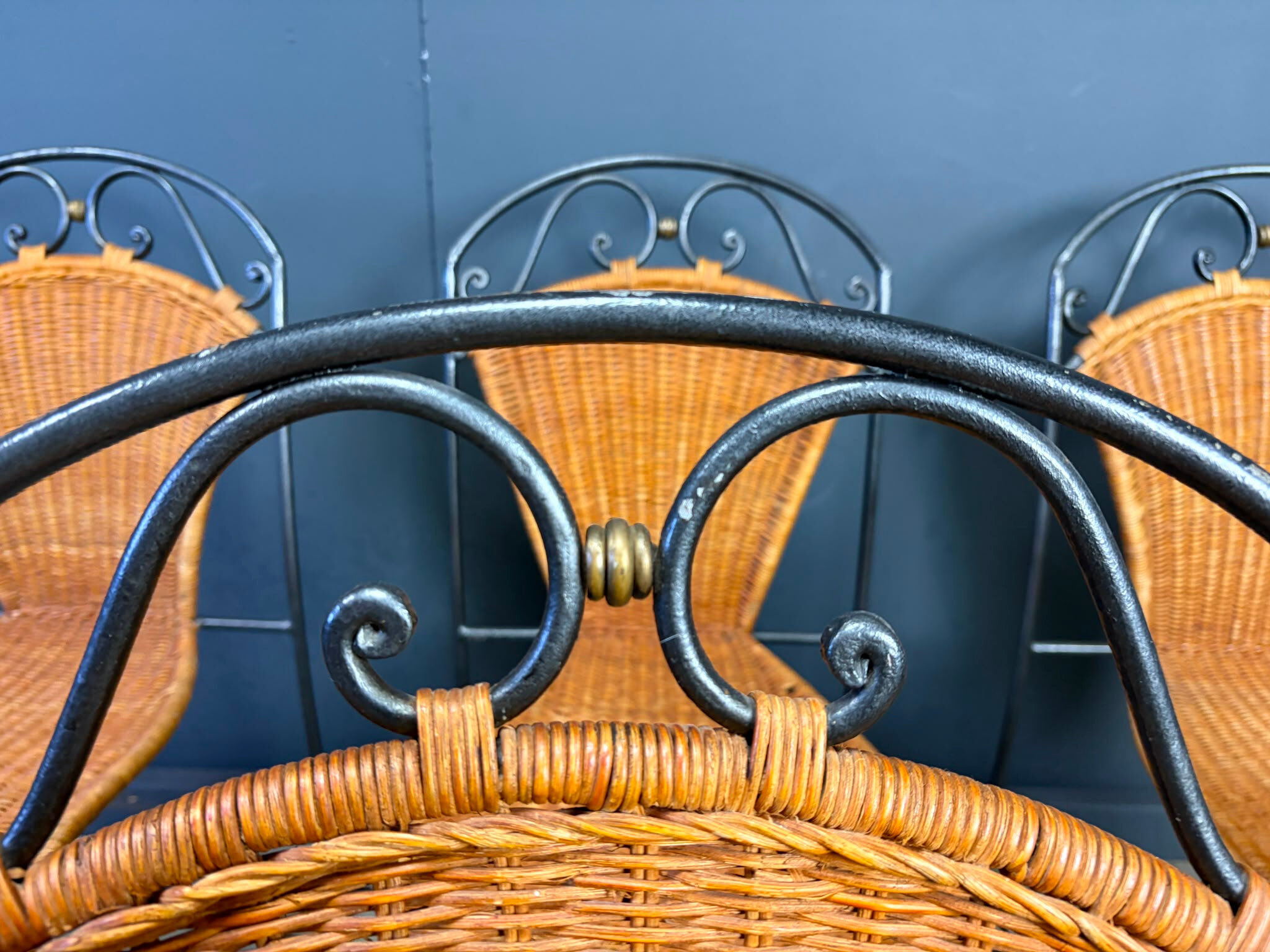 Wicker chairs by Frederick Weinberg, 1960s, set of 6