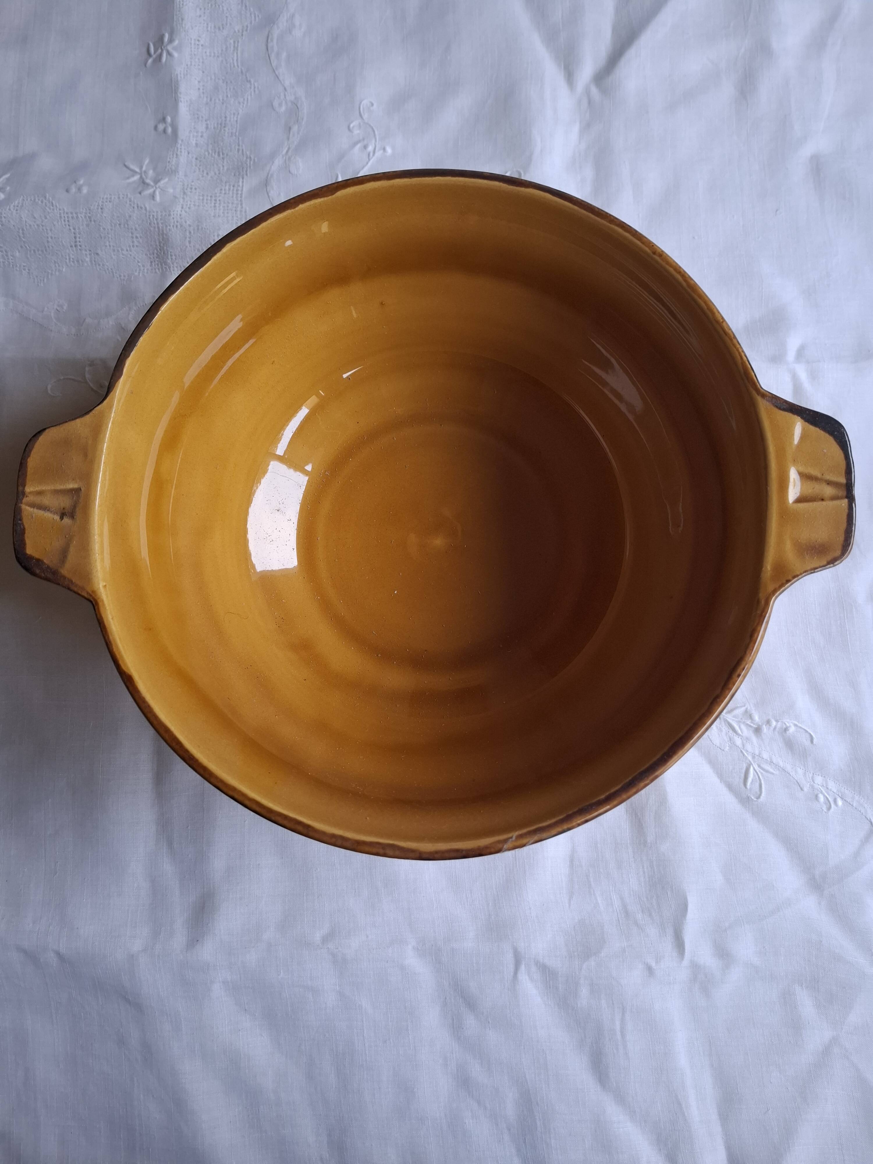 Ochre earthenware soup tureen/vegetable dish from Haute Provence