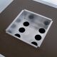 Brown melamine and brushed steel bar coffee table, 1970s.