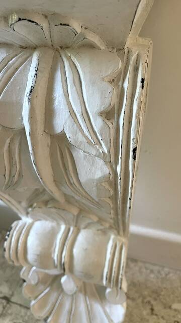 White Patinated Wall Console Shelf