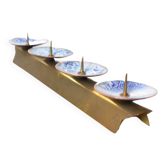 Triple enameled brass candlestick, Expertic DDR, Germany, 1950s.