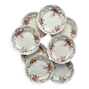 8 assiettes plates terre - emile