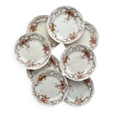 8 assiettes plates terre de fer polychrome "Wentworth" Emile Bourgeois