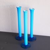 Vintage tall handblown orchid vases in azure blue by Artur Percy for Gullaskruf, 1970s, set of 3