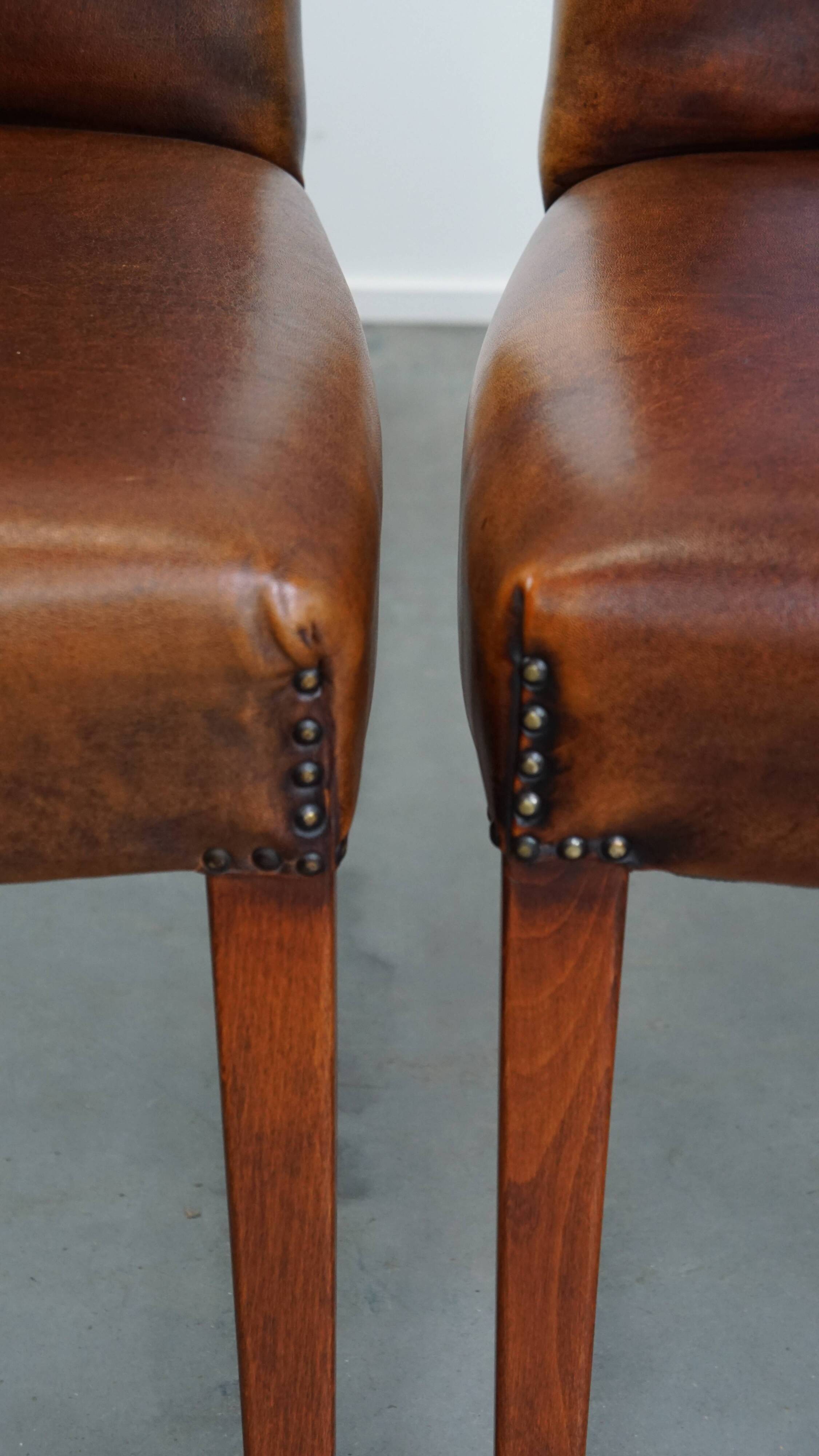 Set of 4 Sheepskin Leather Dining Chairs