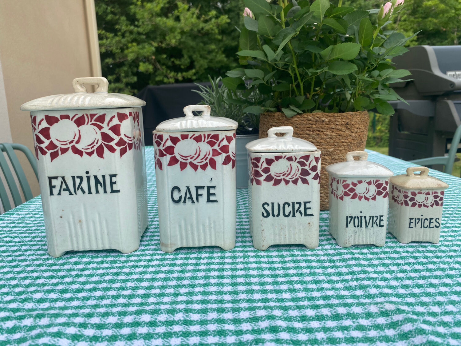 Series of vintage spice jars