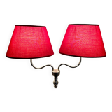 Stainless steel desk lamp with red shades