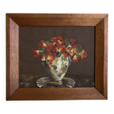 Nasturtiums, oil on canvas, modernist oak frame, 1930
