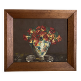 Nasturtiums, oil on canvas, modernist oak frame, 1930
