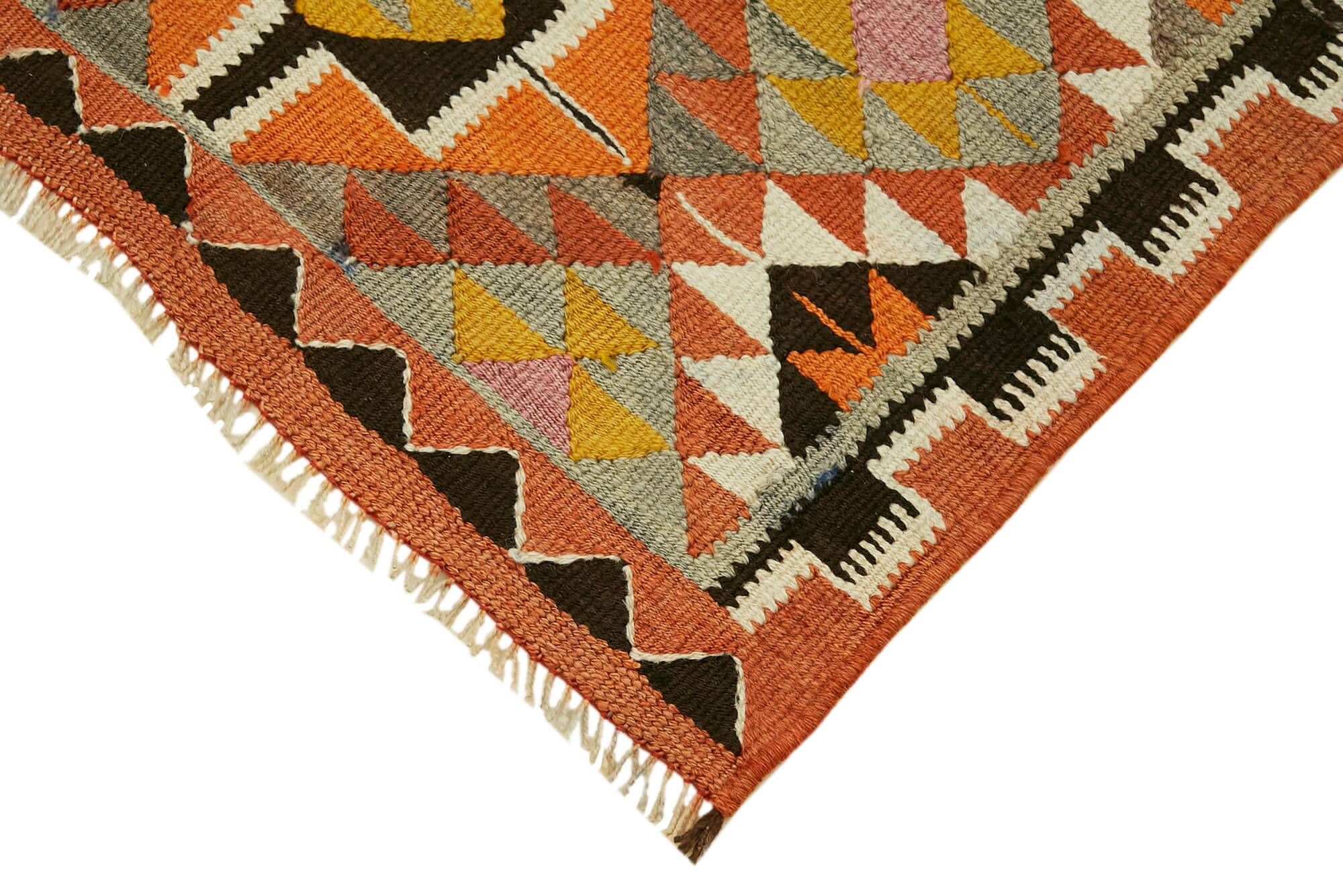 Turkish Handwoven Vintage Herki Kilim 89 cm x 378 cm