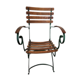 Chair for winter garden or veranda, early 20th, teak and wrought iron