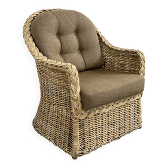 Rattan and wicker convertible armchair