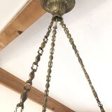 Art Deco Chandelier/Ceiling Light/Cast Glass Pyramid Shape & Angelo Frame