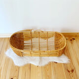 Vintage wicker and rattan bassinet