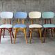 Set of 4 chairs bistro compass Boiclerc 1960 skai 4 colors