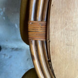 Vintage rattan oval mirror, 54x39 cm