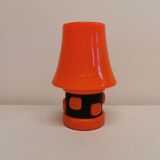 Table lamp, made in red double layer glass with metal details. estimated from the 1960s