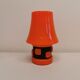 Table lamp, made in red double layer glass with metal details. estimated from the 1960s