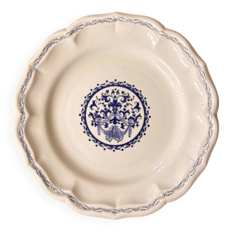 Old Dish Basket Vegetable Dish Earthenware Gien Rouen Renaissance Blue Model