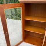 Vitrine vaisselier vintage en bois massif Louis Philippe
