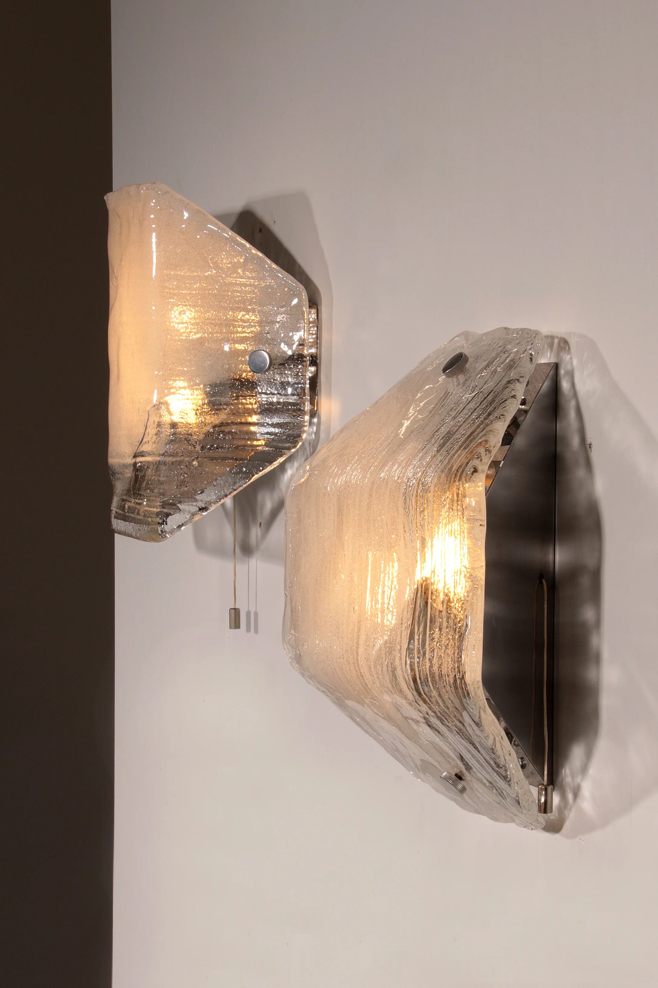 Rare large glass wall light by J.T. Kalmar, Austria, 1970s