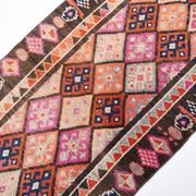 Brown & Pink Tribal Vintage Runner Rug, 83x294Cm
