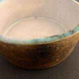 Round ashtray signed in sandstone with glazed interior