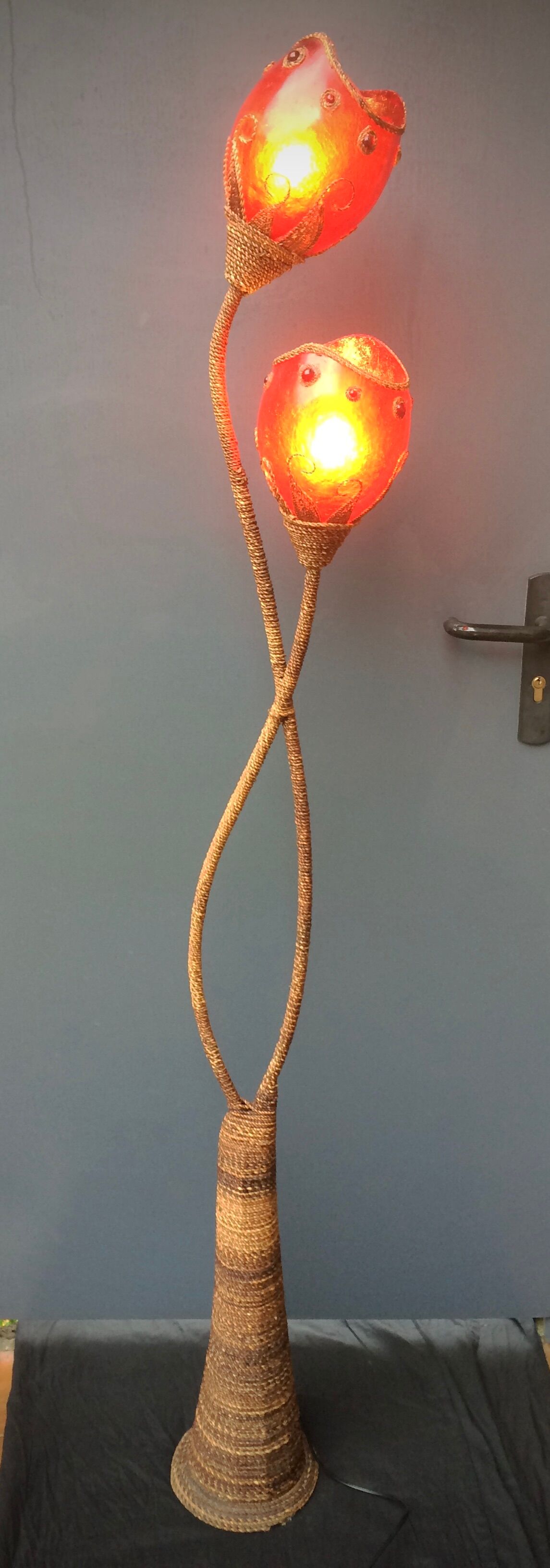 Carnival lamp in Fiber of Glass and Wicker