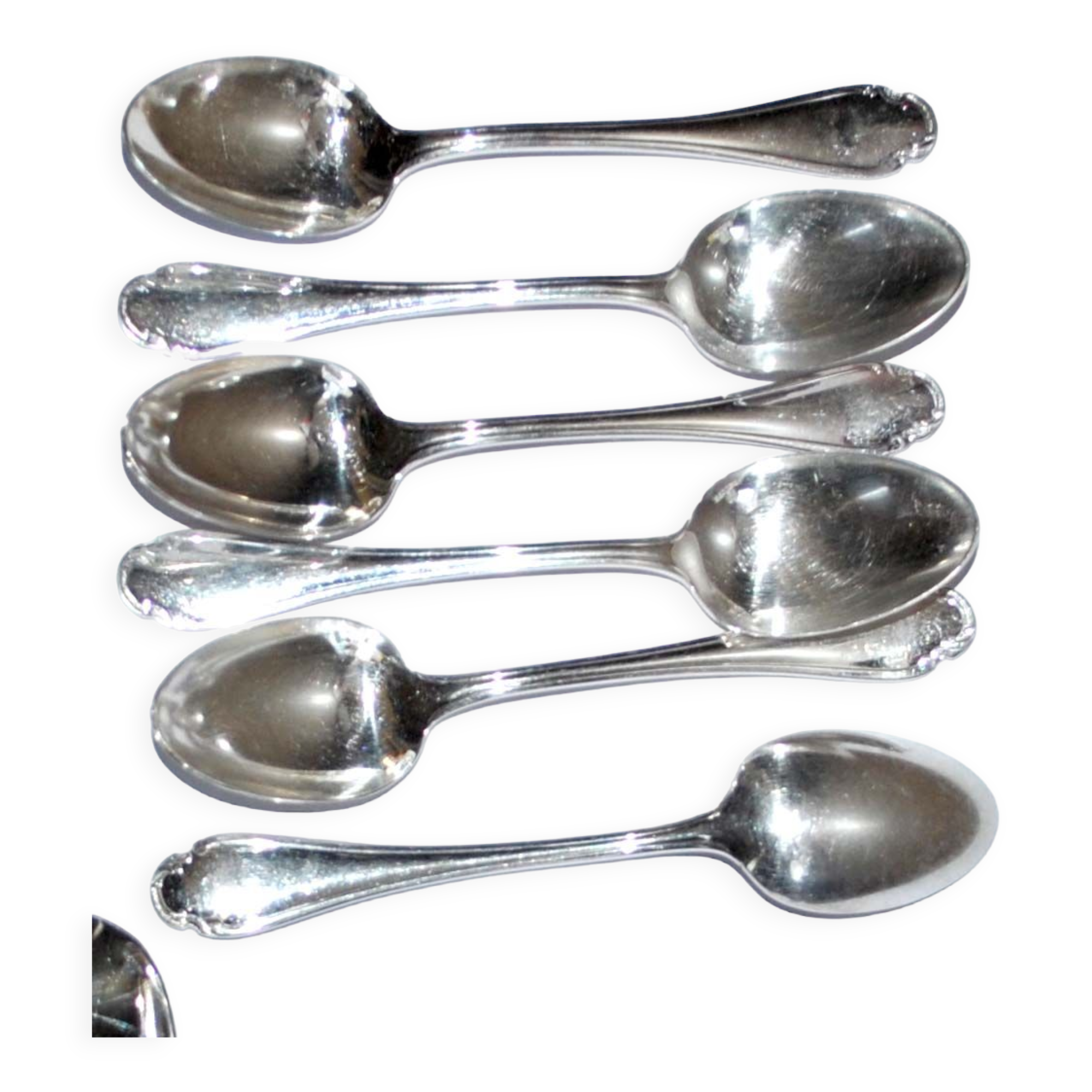 CHRISTOFLE Series of 6 teaspoons dessert silver metal model Pompadour 13cm
