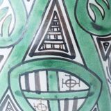 Spanish ceramic pitcher from the mid-century Mudéjar style in green and black, Punter.