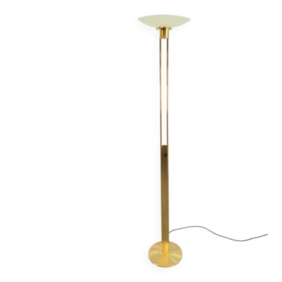 Lampadaire 2517-1-P1 en laiton et verre de Holtkotter, années 1980