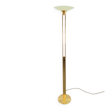 2517-1-P1 Floor Lamp in Brass and Glass from Holtkotter, 1980s