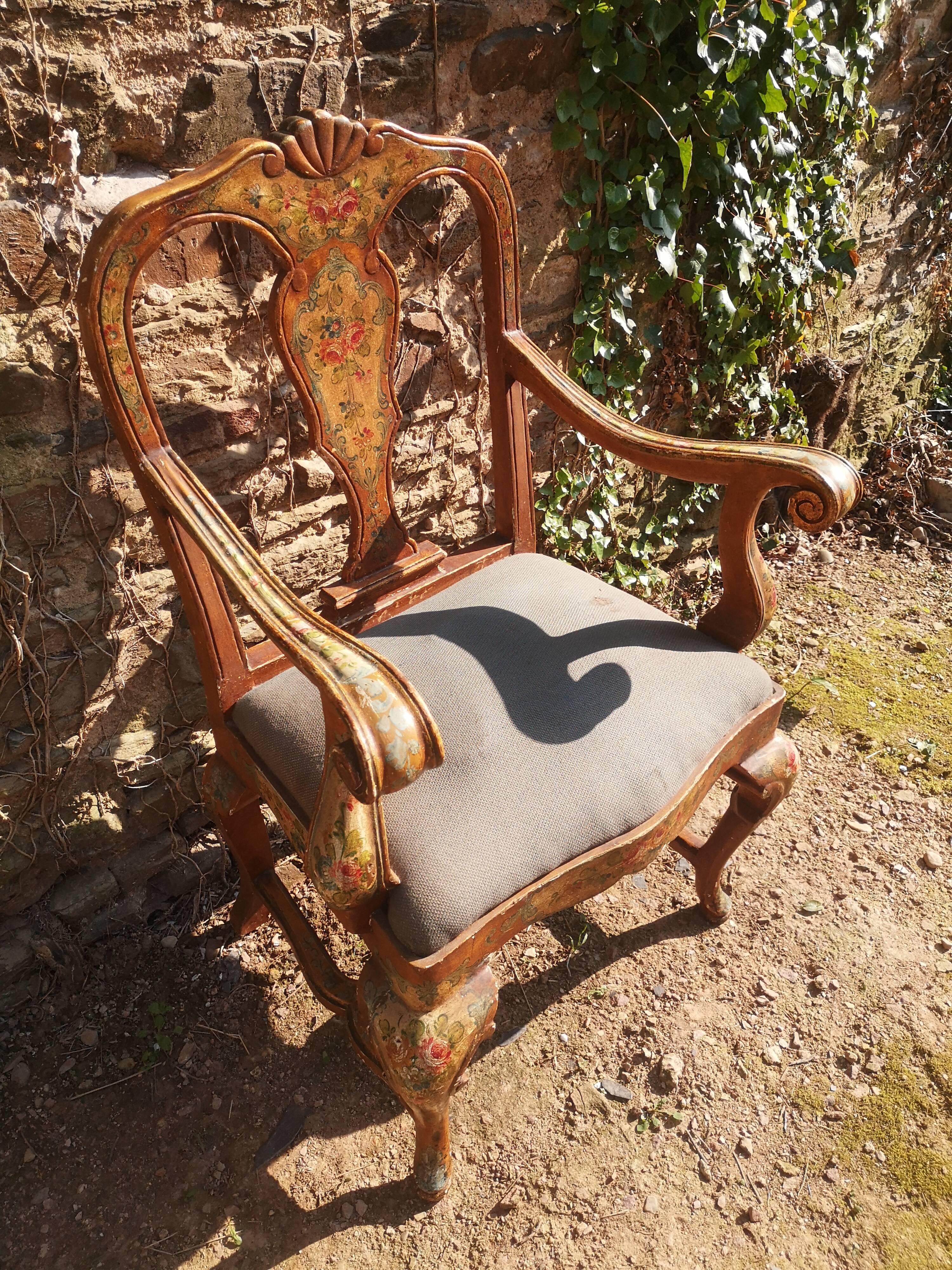 19th painted Italian armchair