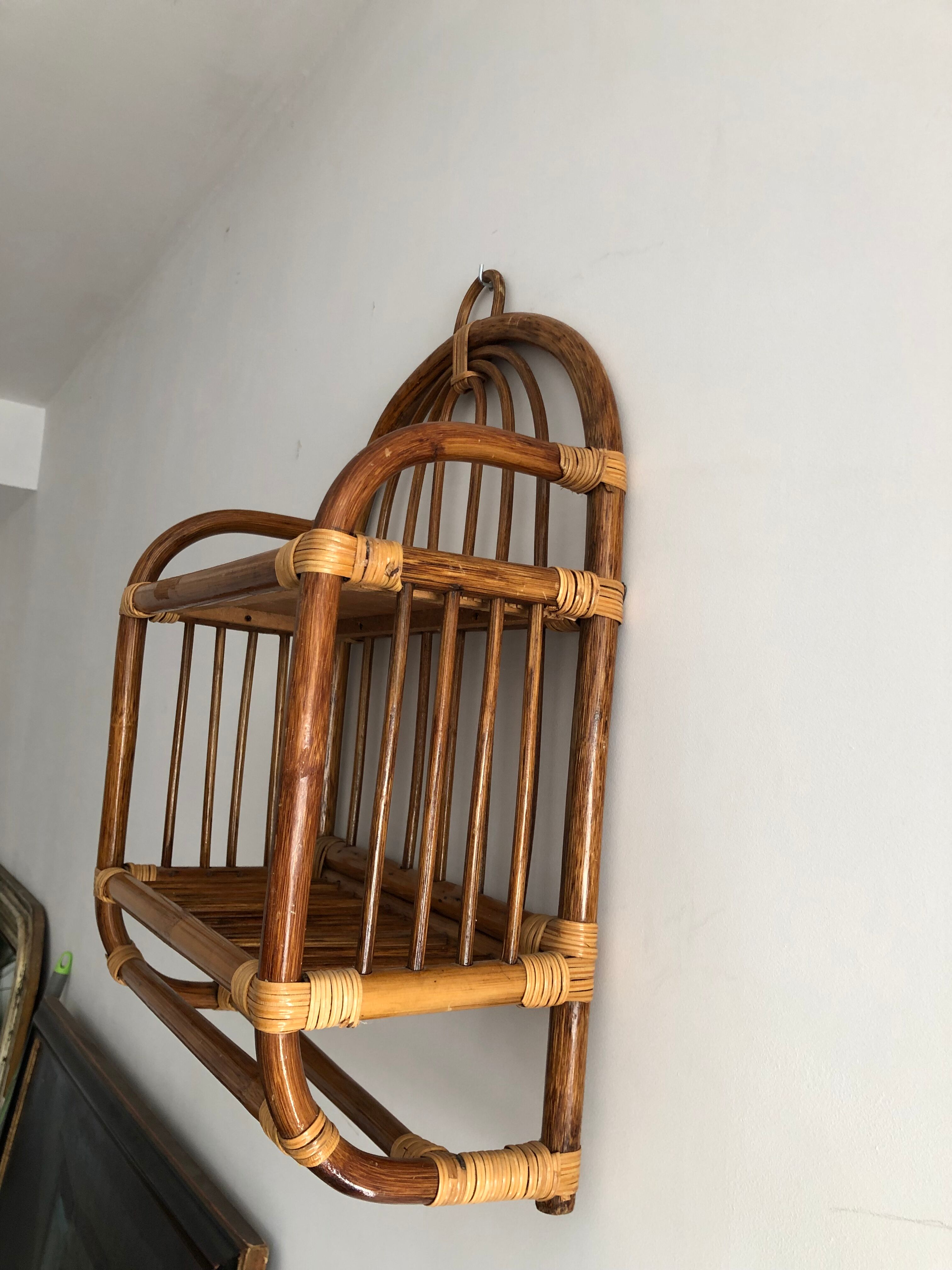 Vintage rattan shelf