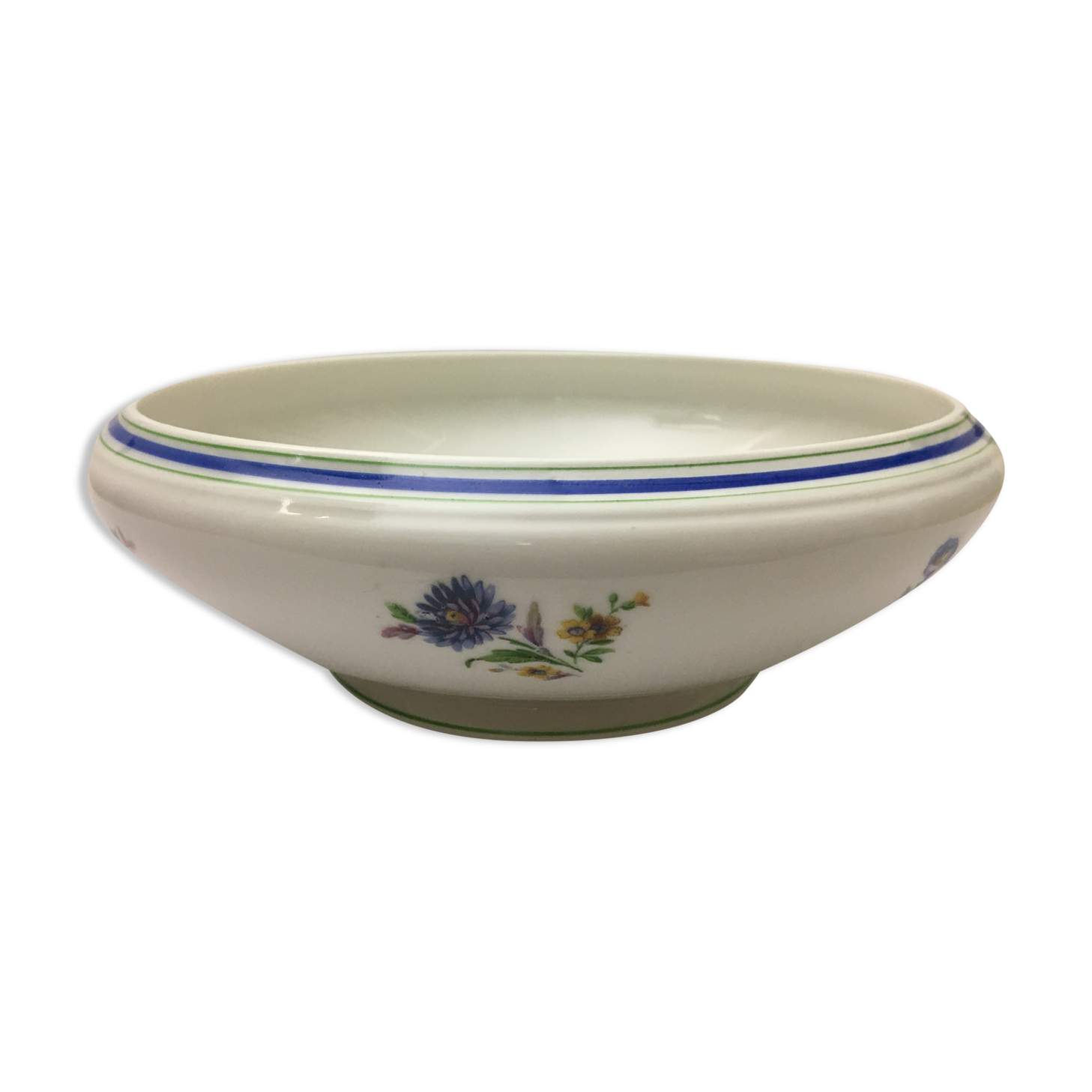 Salad bowl " Lourioux Foëcy " with flower motifs.